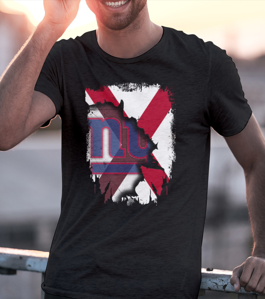Alabama State Flag Torn To Reveal Giants NY T-Shirt