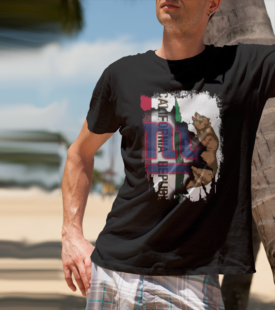 California Republic Bear With Giants Logo Overlay T-Shirt