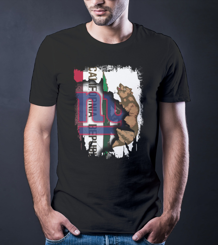 California Republic Bear With Giants Logo Overlay T-Shirt