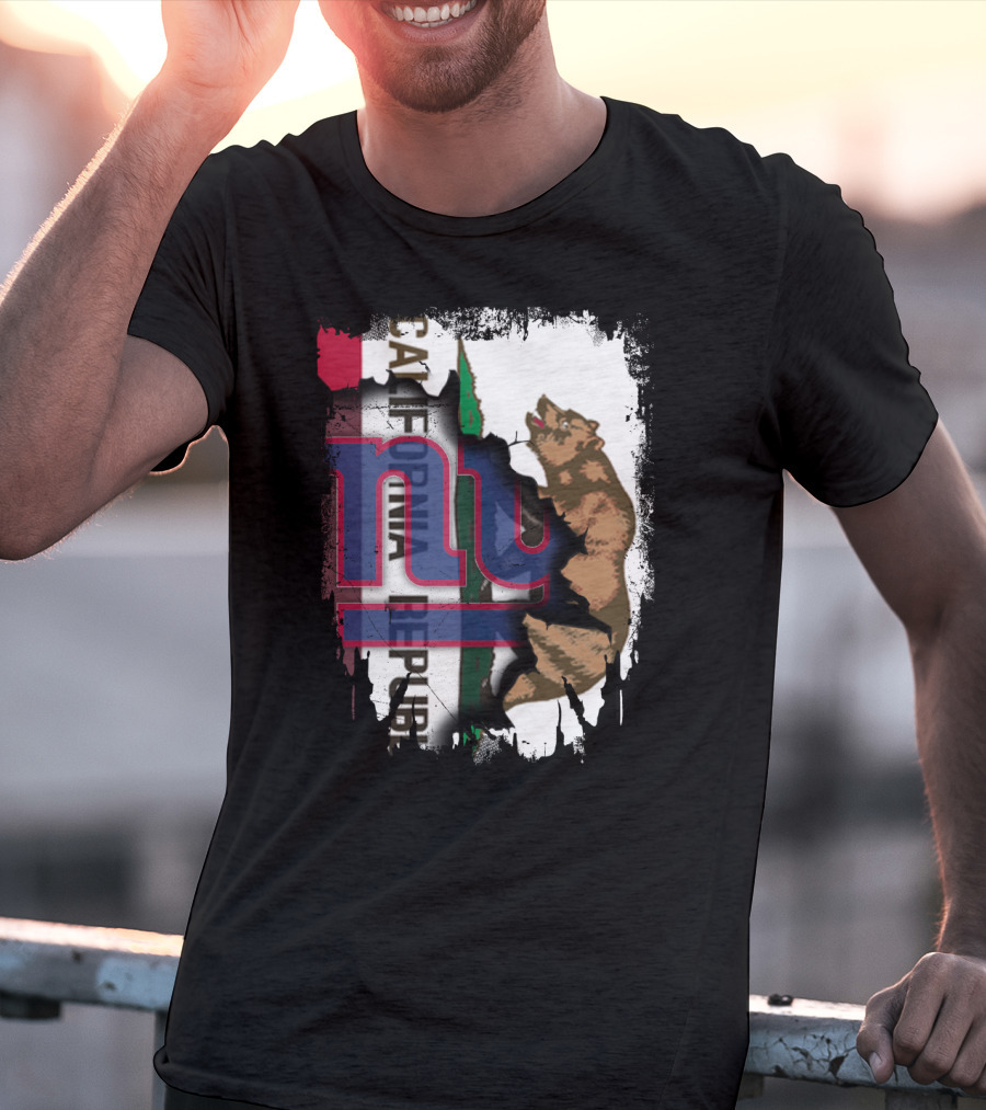 California Republic Bear With Giants Logo Overlay T-Shirt