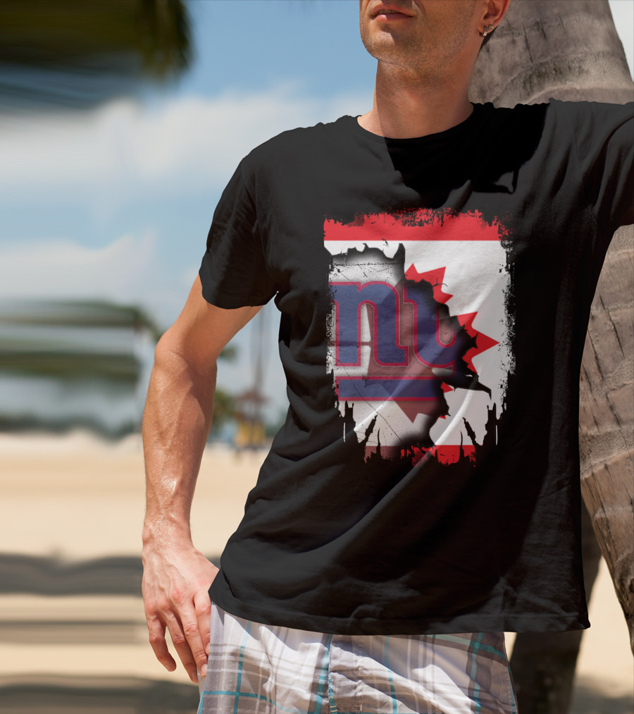 Together Canada With New York Giants Maple Leaf Emblem T-Shirt