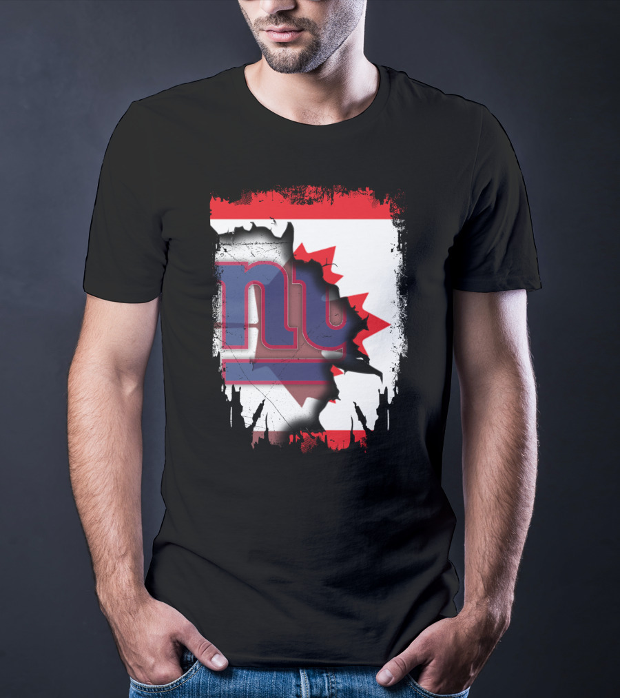 Together Canada With New York Giants Maple Leaf Emblem T-Shirt