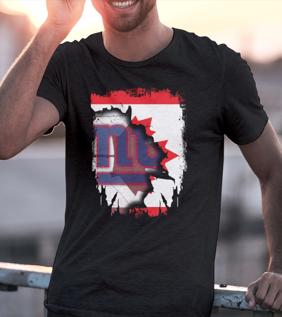 Together Canada With New York Giants Maple Leaf Emblem T-Shirt