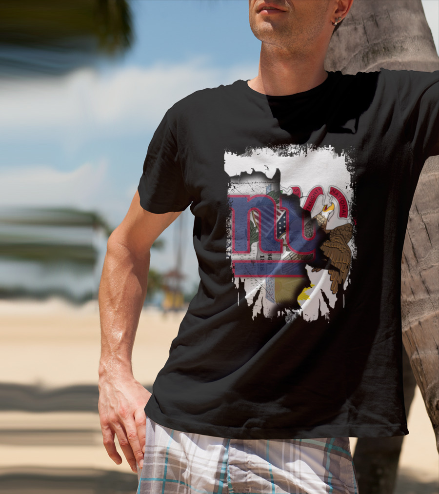 Together Illinois With New York Giants Flag And Illinois Seal Fusion T-Shirt