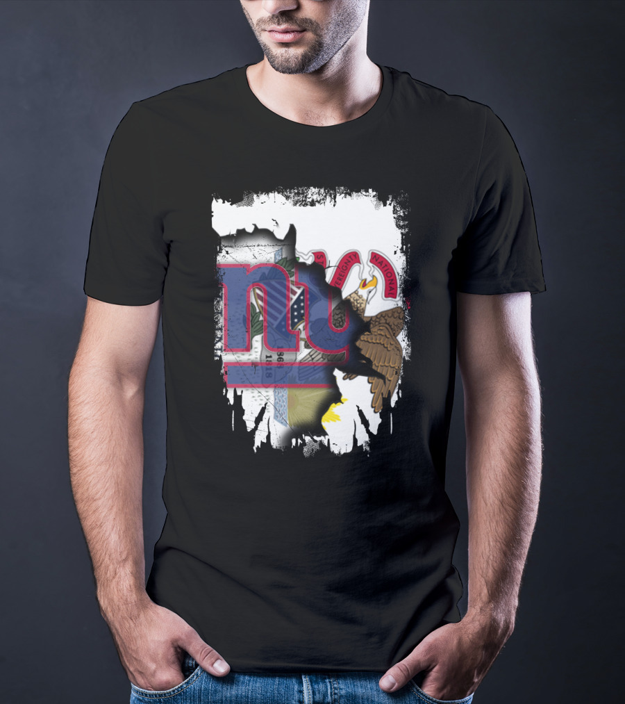 Together Illinois With New York Giants Flag And Illinois Seal Fusion T-Shirt