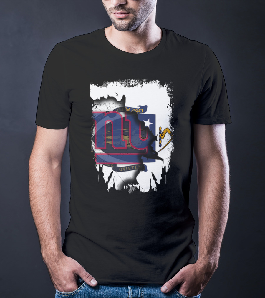 Together Massachusetts Meets Giants New York Team Flag Fusion T-Shirt