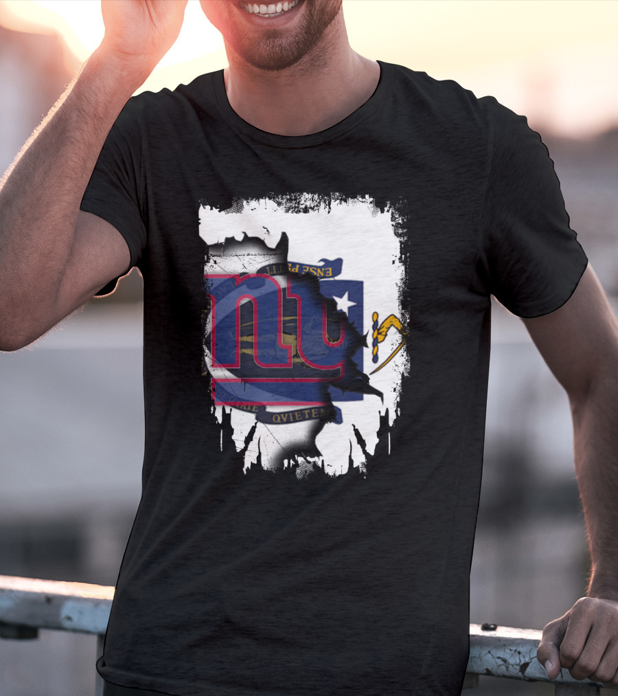 Together Massachusetts Meets Giants New York Team Flag Fusion T-Shirt