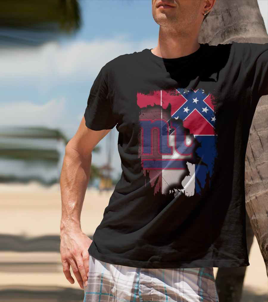 Mississippi Flag With New York Giants Logo Fusion T-Shirt