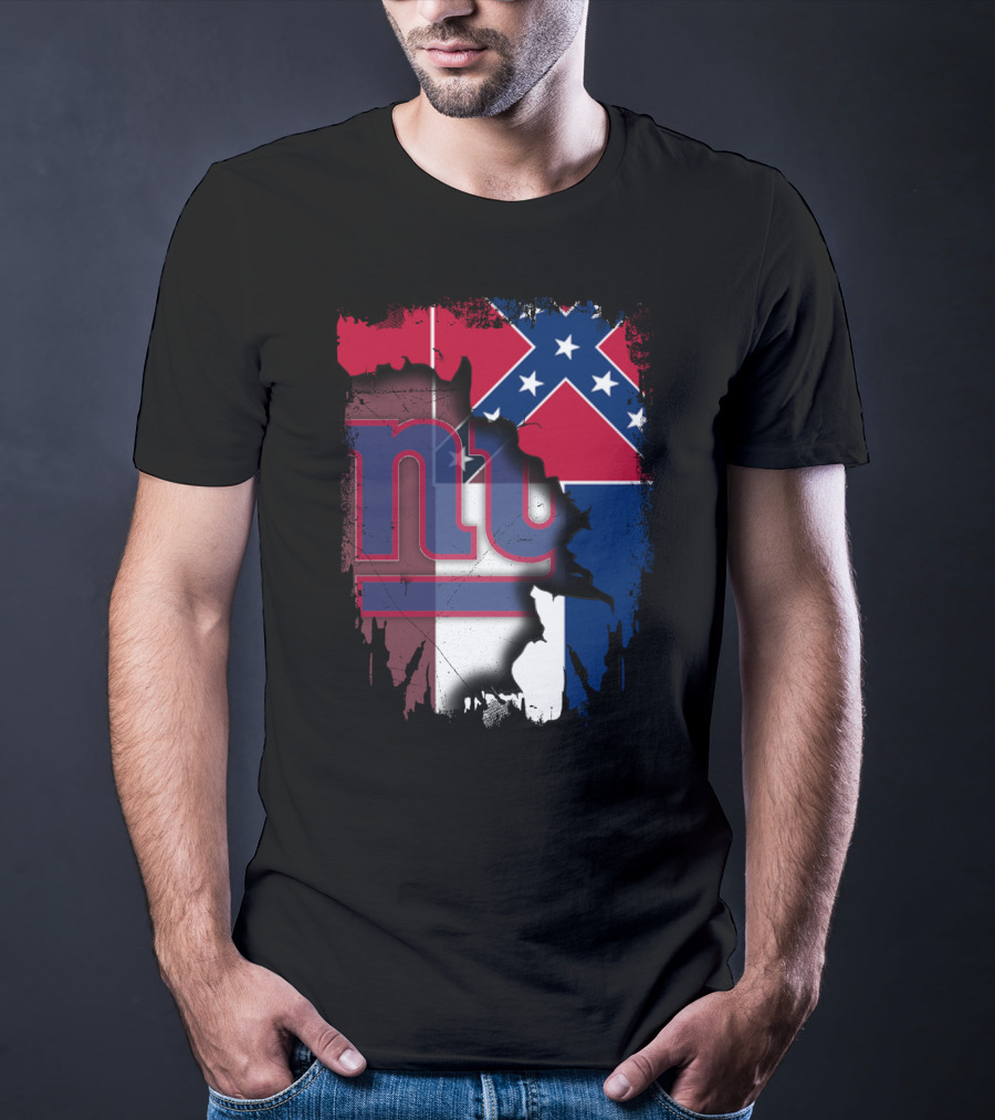 Mississippi Flag With New York Giants Logo Fusion T-Shirt