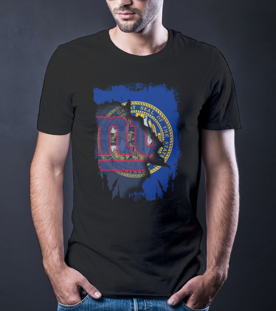 Nebraska State Seal With NY Giants Logo Integration T-Shirt