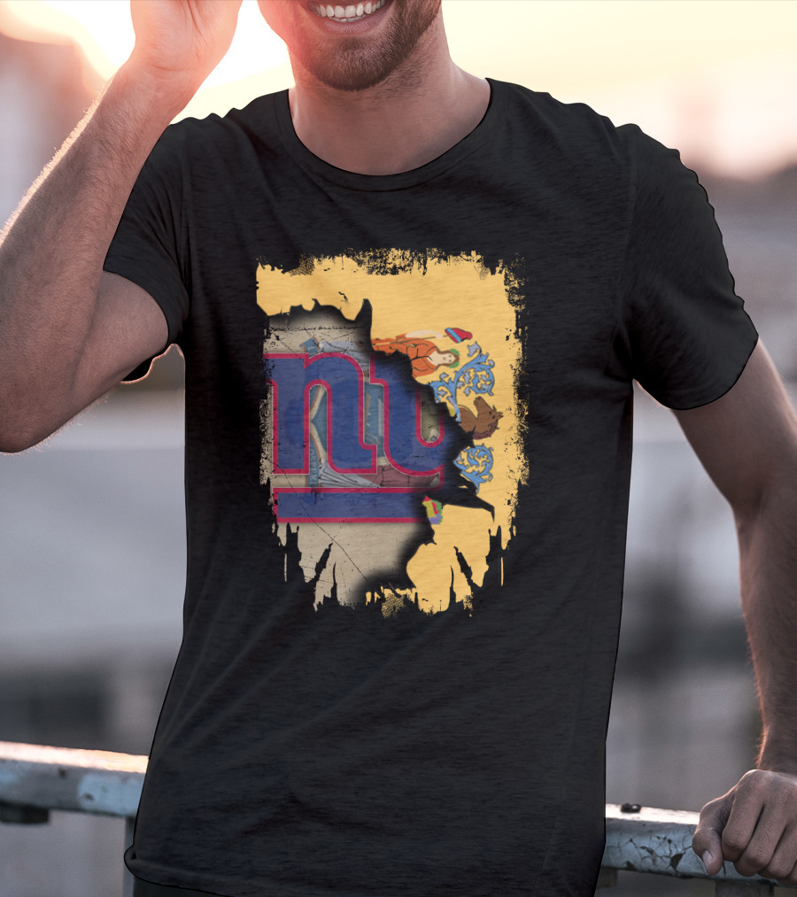New Jersey Giants Together Flag Fusion T-Shirt