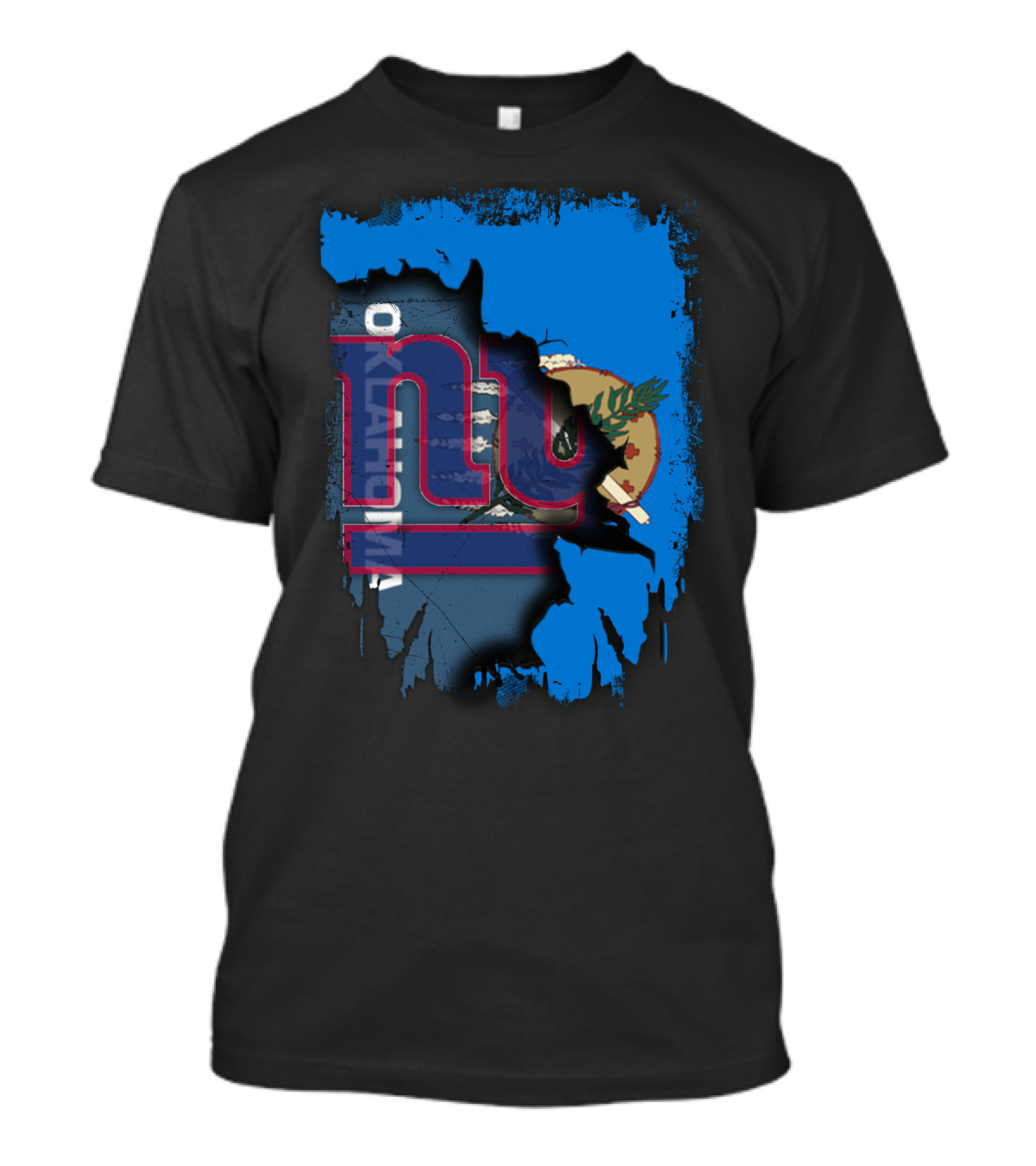 Oklahoma Together With Giants NY Football Flag Fusion T-Shirt