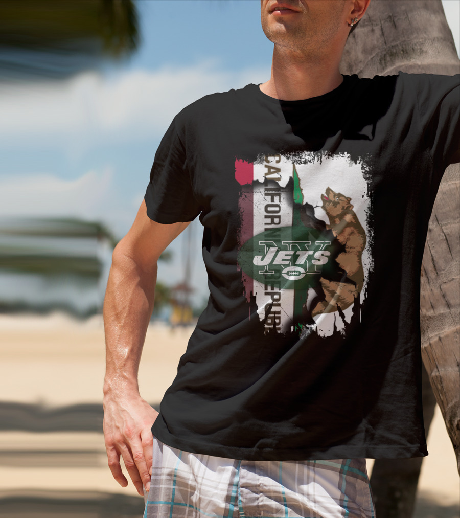 California Republic Bear With Jets Football T-Shirt
