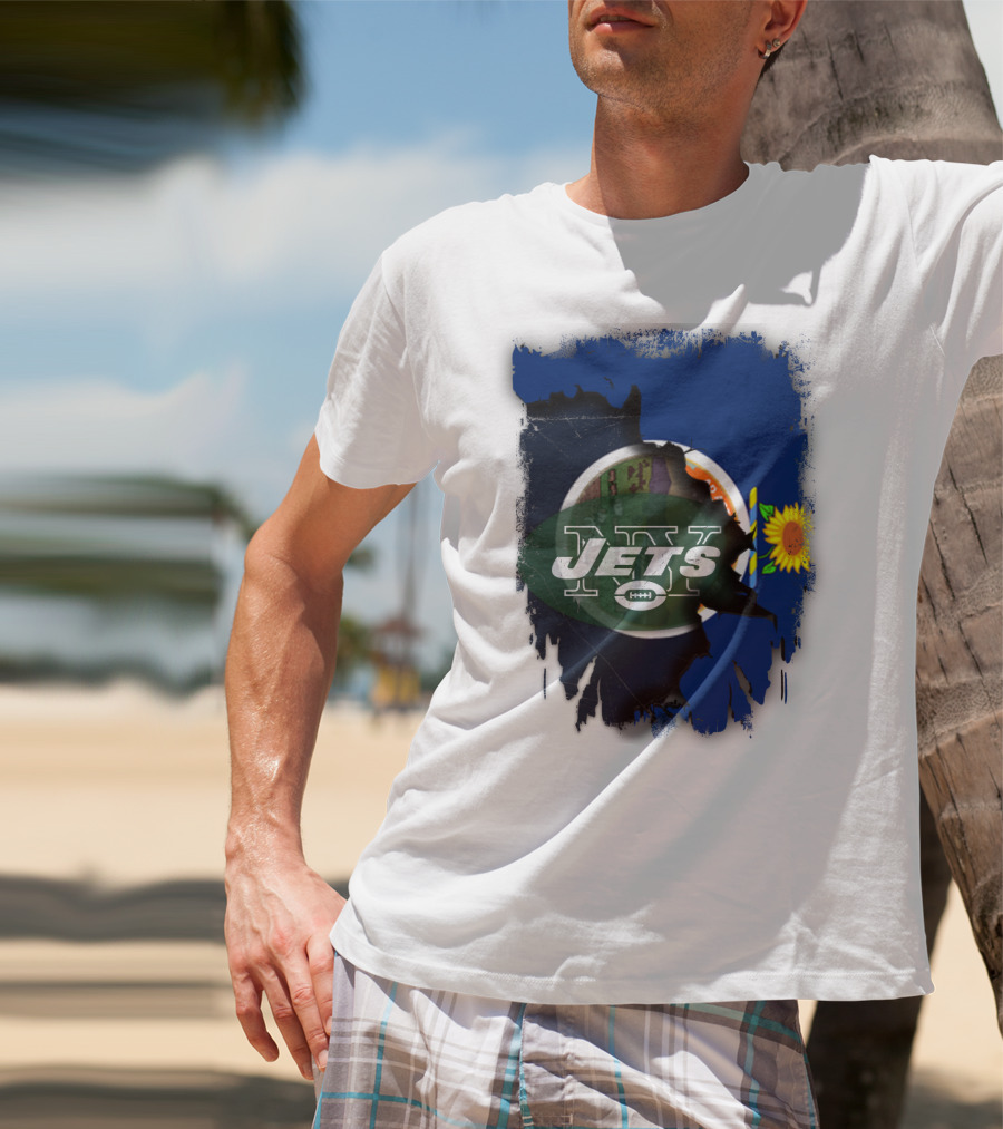 Kansas Pride With New York Jets Logo And Sunflower T-Shirt