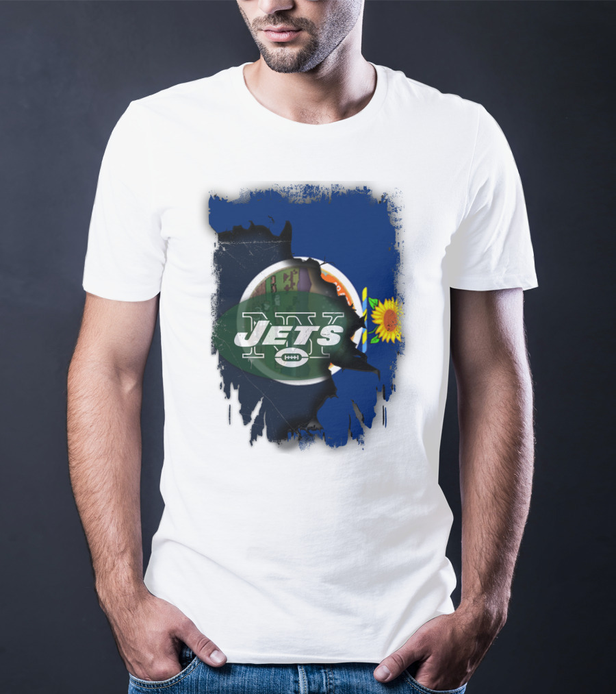 Kansas Pride With New York Jets Logo And Sunflower T-Shirt