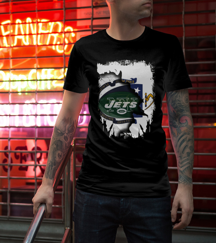 Massachusetts Emblem Combined With Jets T-Shirt