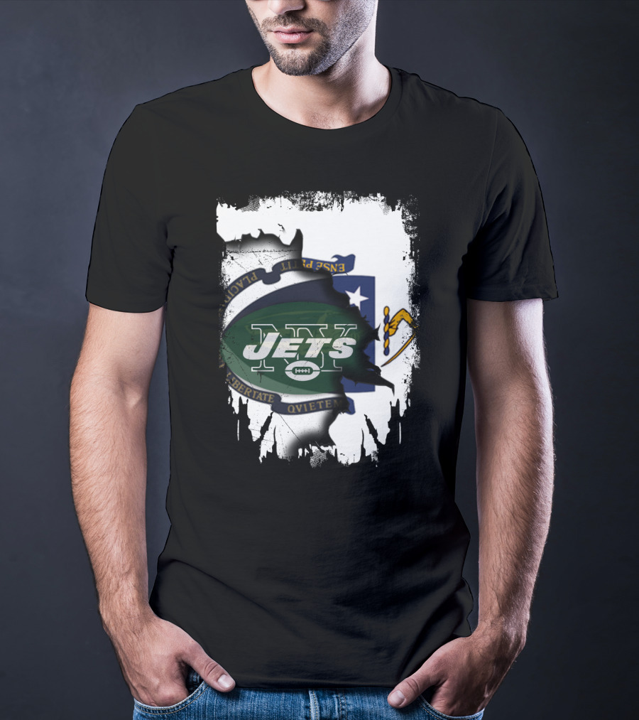 Massachusetts Emblem Combined With Jets T-Shirt
