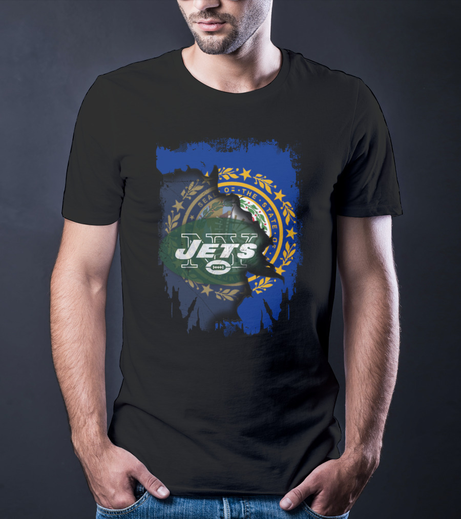 New Hampshire State Seal And Jets Football T-Shirt