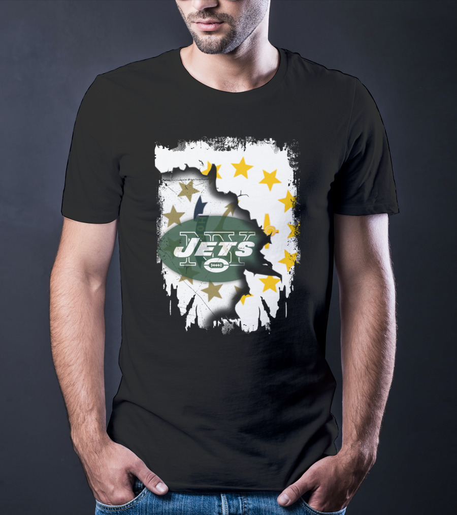 Rhode Island Map With Stars And Jets T-Shirt