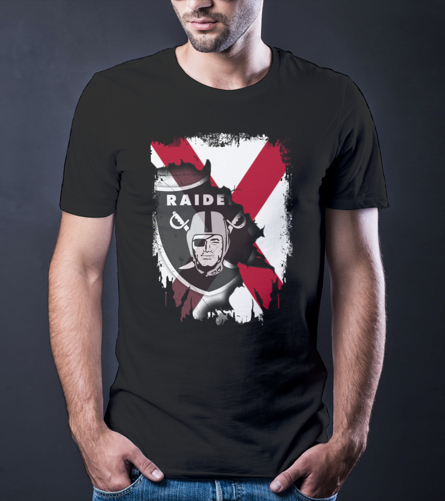 Raiders Logo With Alabama Flag Background T-Shirt