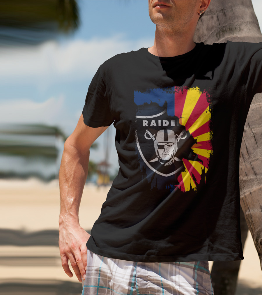 Arizona Flag With Raiders Logo Fusion T-Shirt