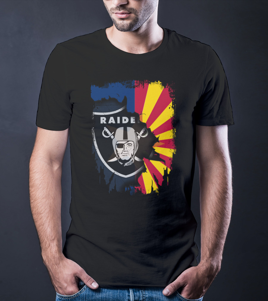 Arizona Flag With Raiders Logo Fusion T-Shirt