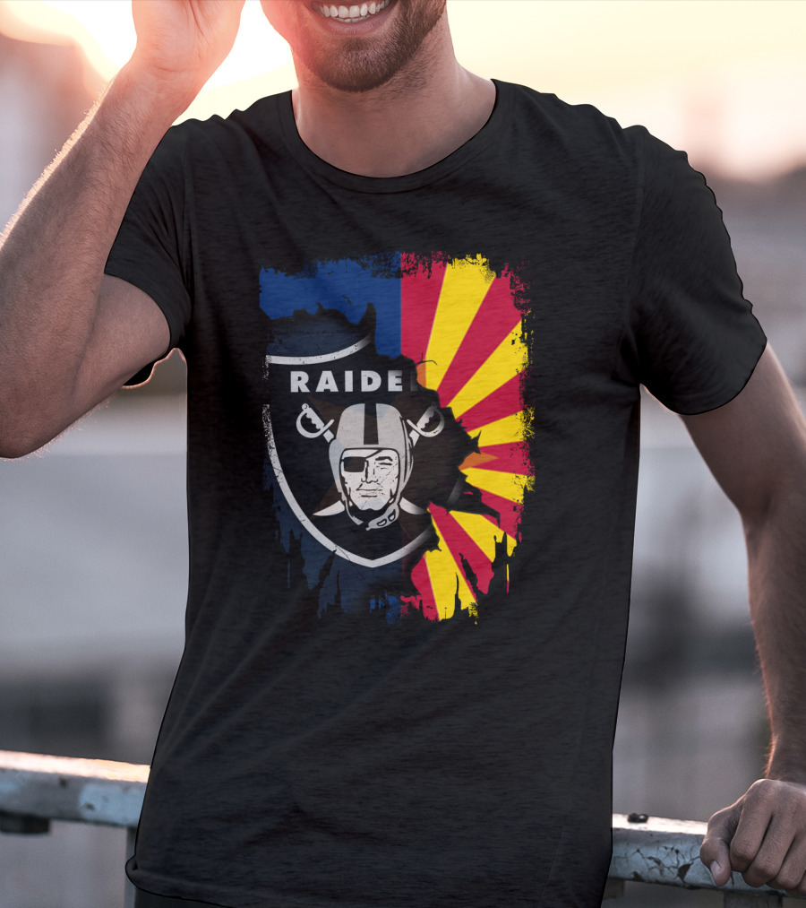 Arizona Flag With Raiders Logo Fusion T-Shirt