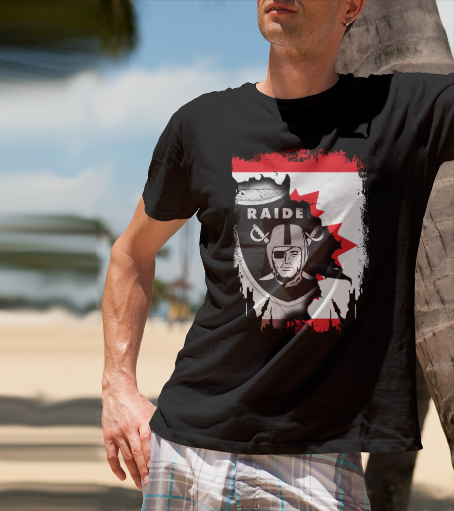 Together Canada With Raiders Iconic Emblem Maple Leaf Integration T-Shirt