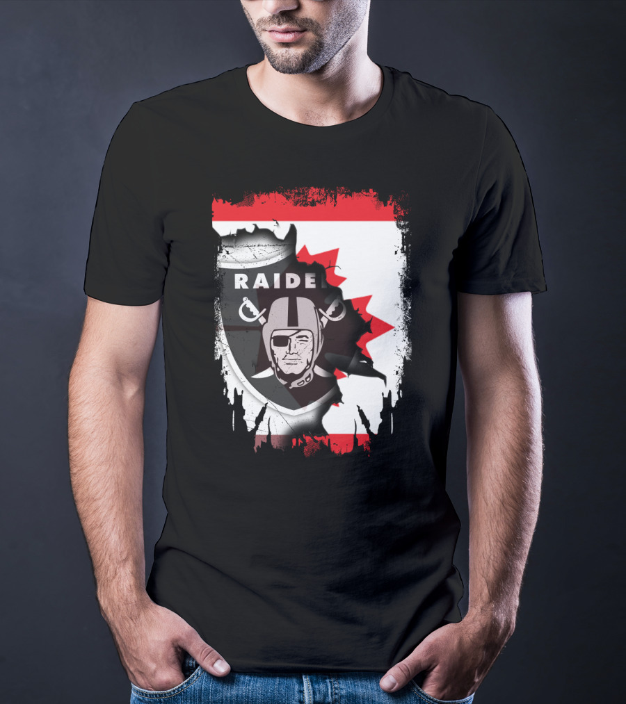 Together Canada With Raiders Iconic Emblem Maple Leaf Integration T-Shirt