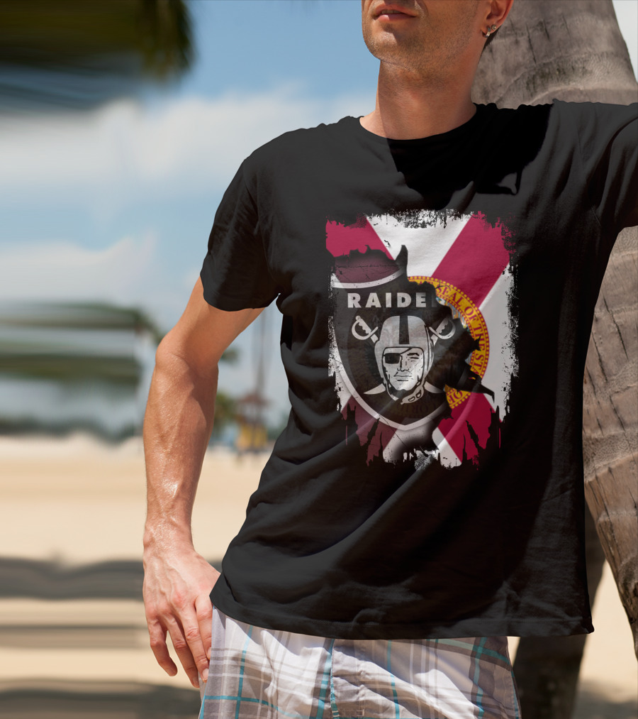 Florida Raiders United With State Seal And Bold X Flag T-Shirt