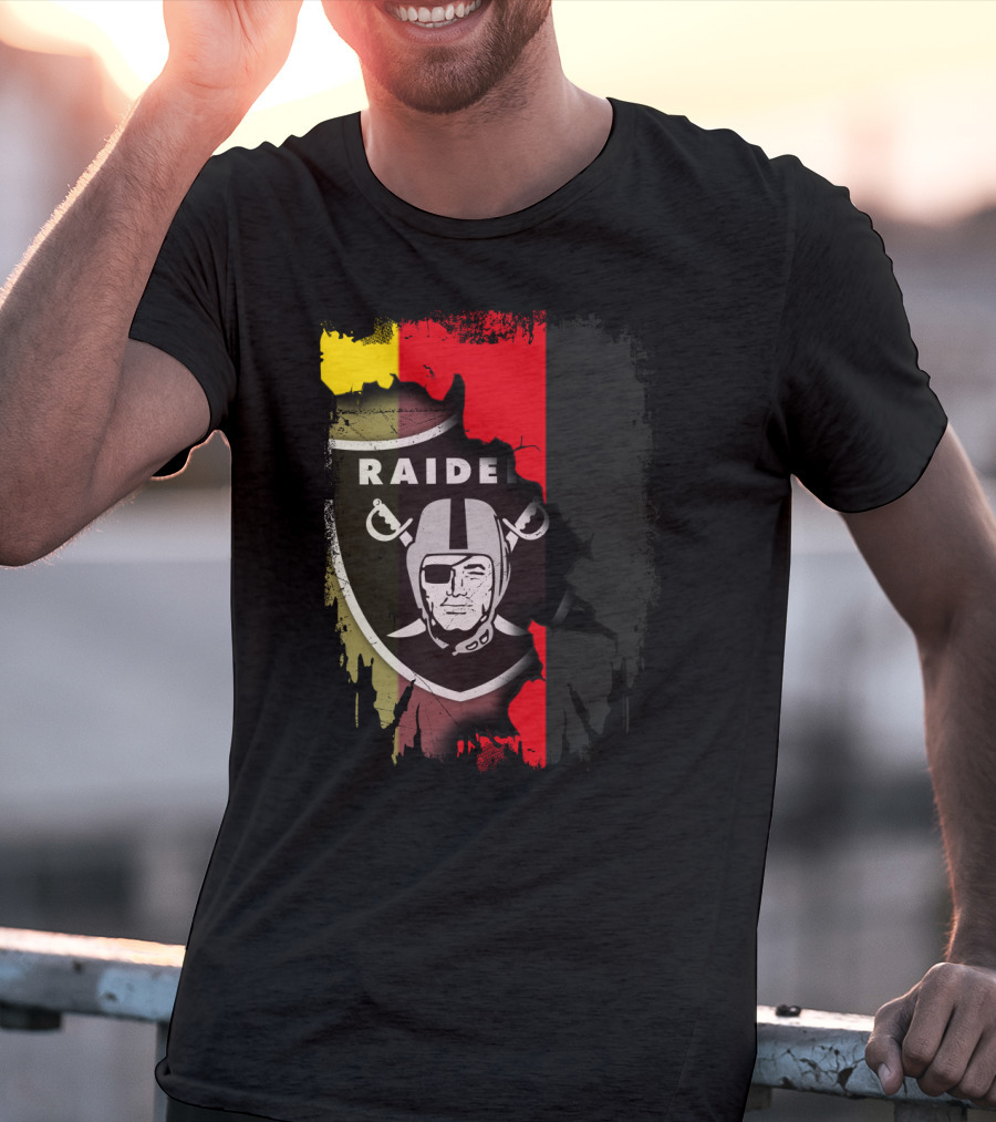 Raiders Logo Blended With Germany Flag Colors T-Shirt