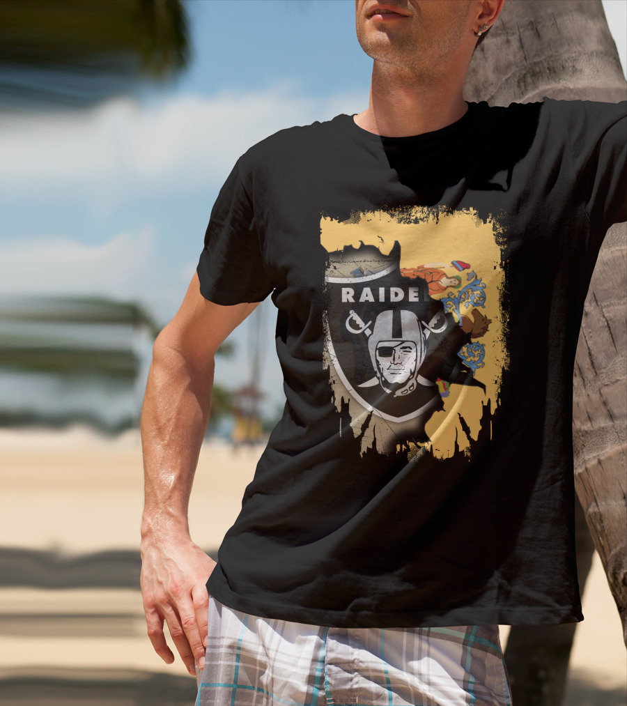 New Jersey Raiders Shield Over State Flag Elements T-Shirt