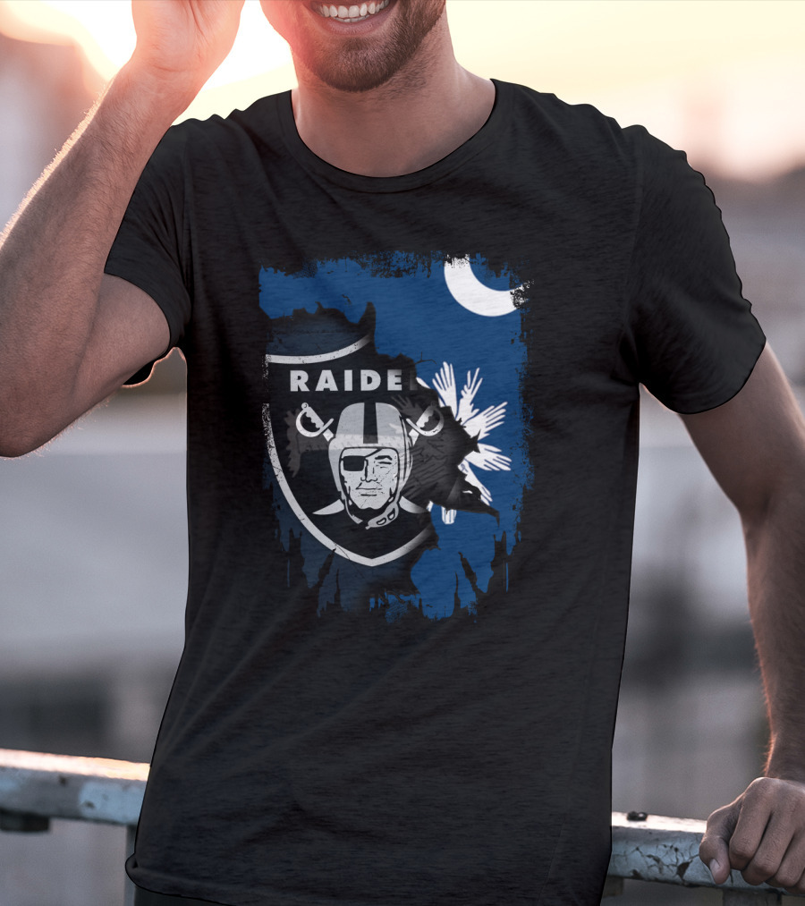 Together South Carolina Raiders Flag Icon With Crescent Moon And Palmetto Tree T-Shirt