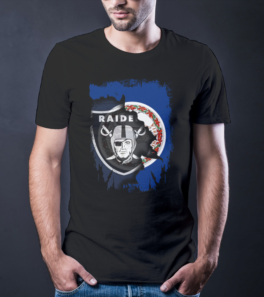 Virginia State Flag With Raiders Shield T-Shirt