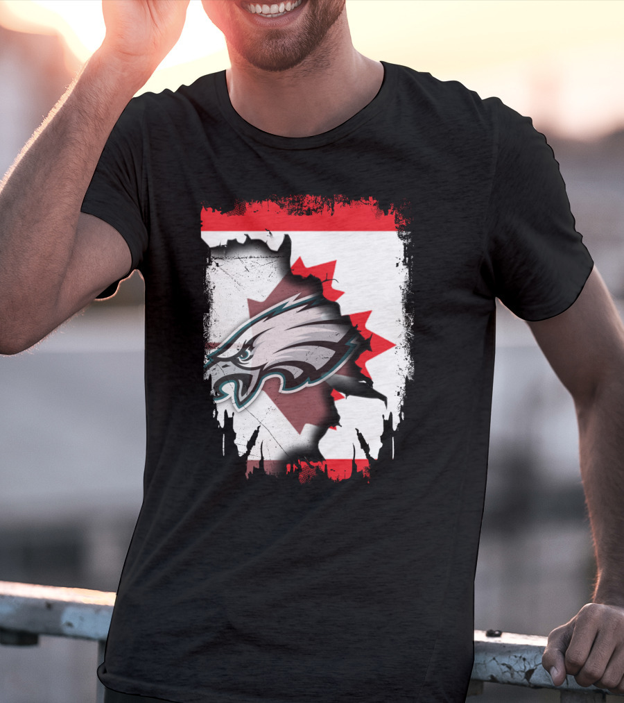 Together Canada Philadelphia Eagles Maple Leaf Rip T-Shirt