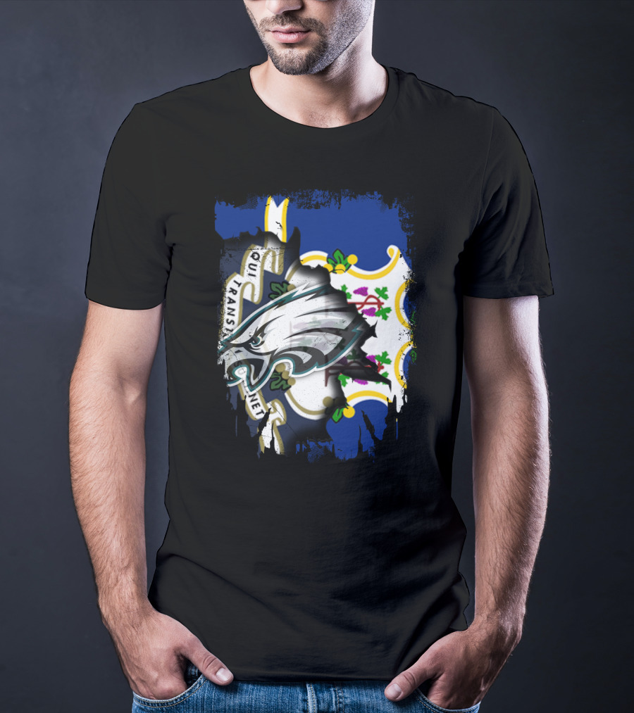 Connecticut With Eagles Qui Transtulit Sustinet Flag T-Shirt