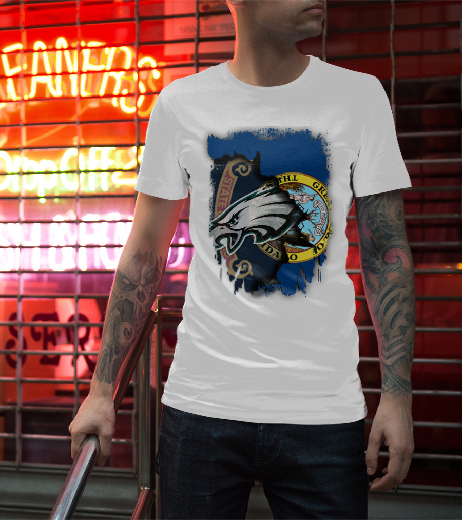 Idaho State Pride With Eagles NFL Team Logo Integration T-Shirt