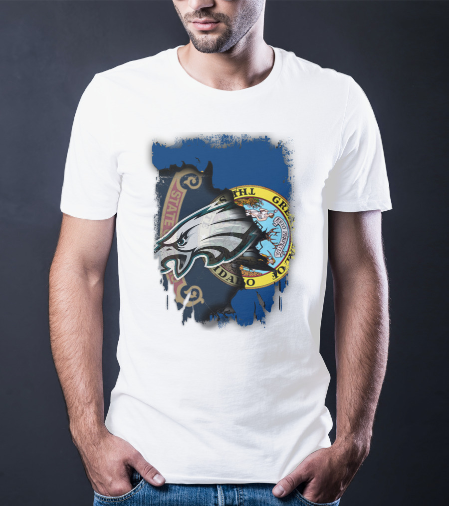 Idaho State Pride With Eagles NFL Team Logo Integration T-Shirt