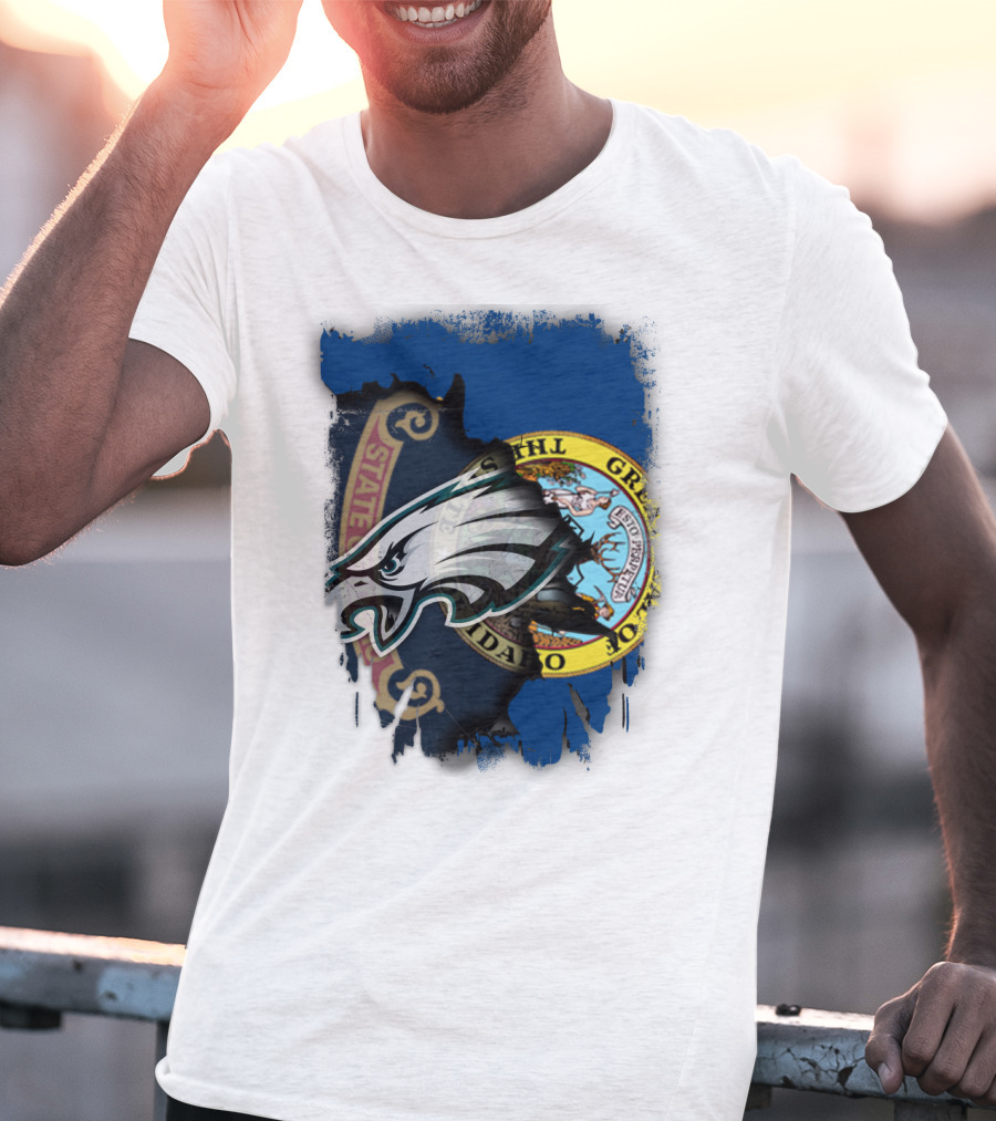 Idaho State Pride With Eagles NFL Team Logo Integration T-Shirt