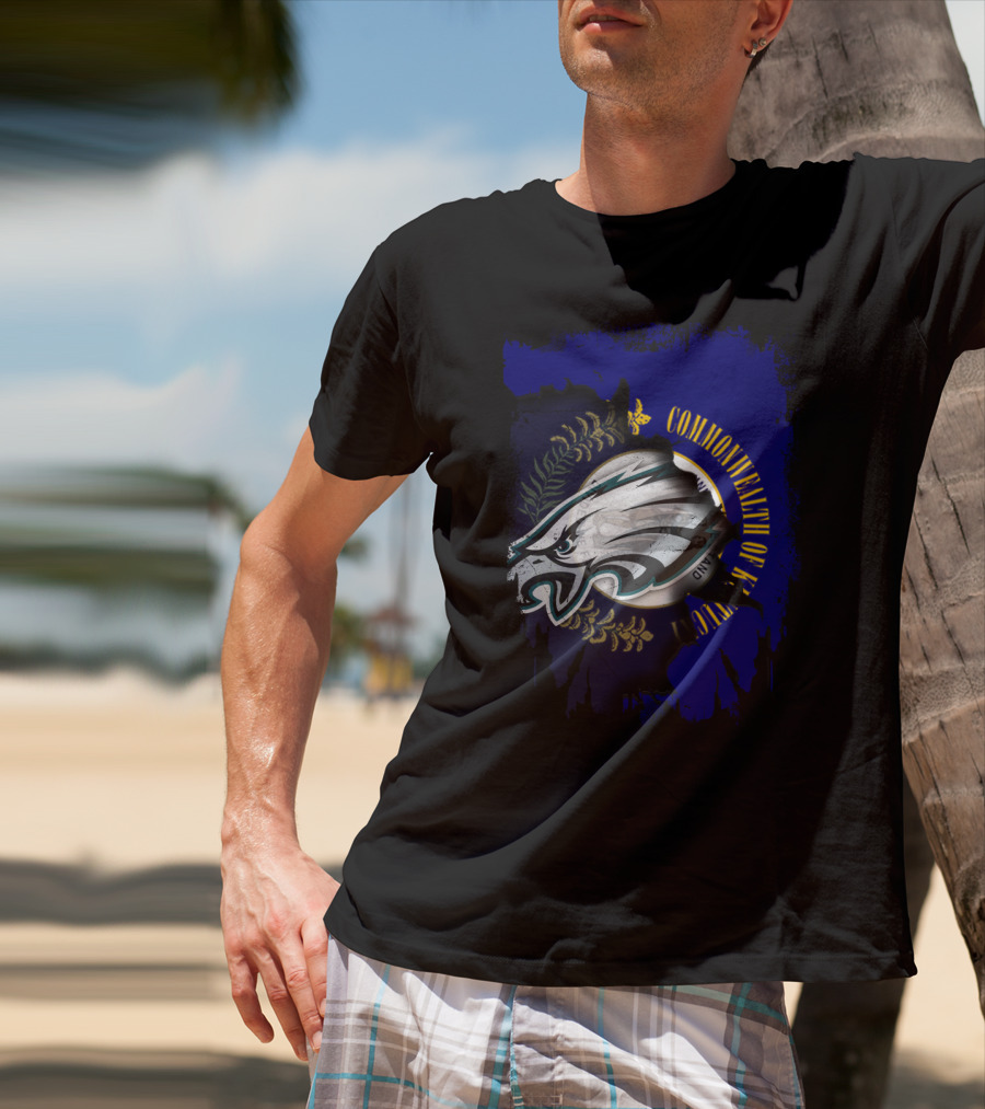 Commonwealth Of Kentucky With Eagles Logo Fusion T-Shirt