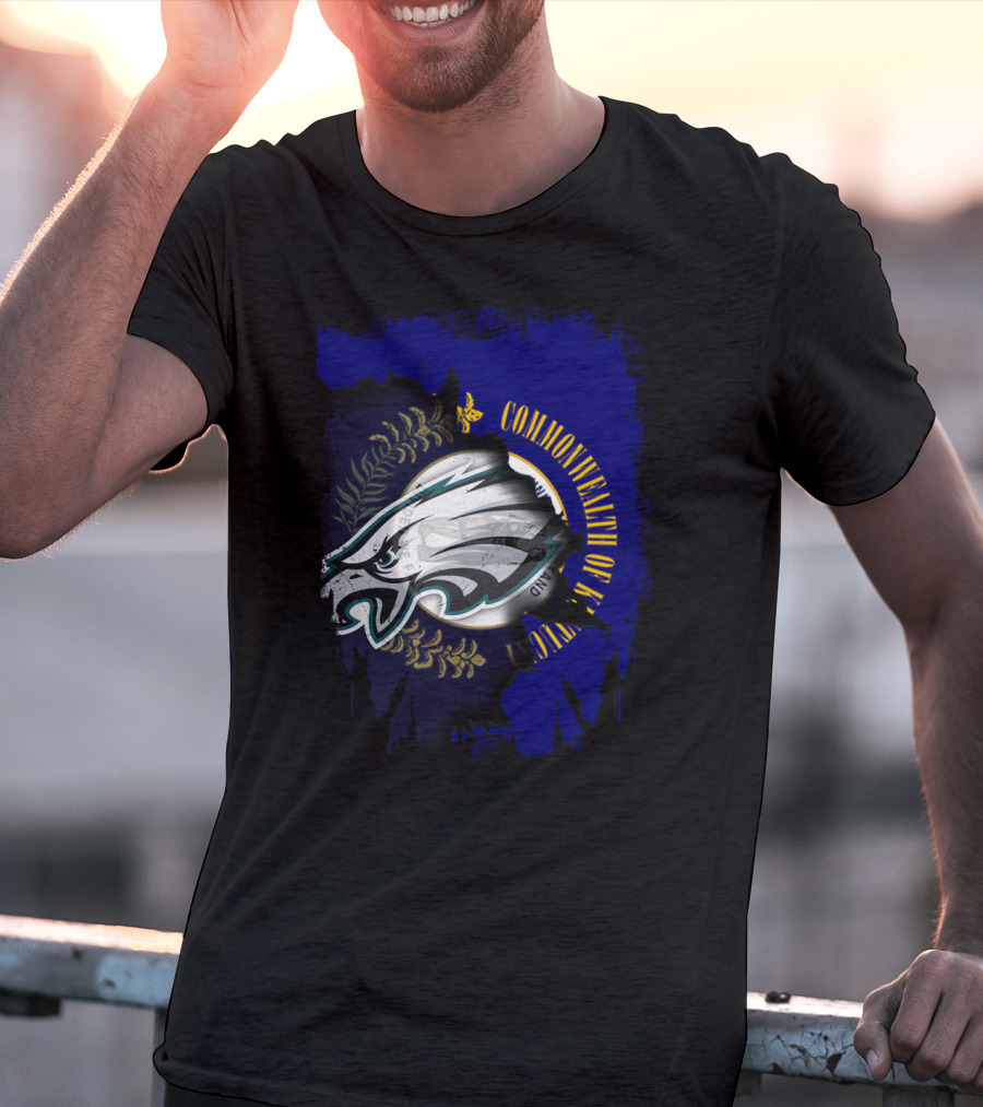 Commonwealth Of Kentucky With Eagles Logo Fusion T-Shirt