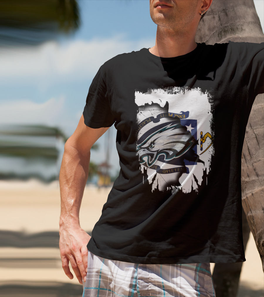 Eagles And Massachusetts Flag United Together T-Shirt