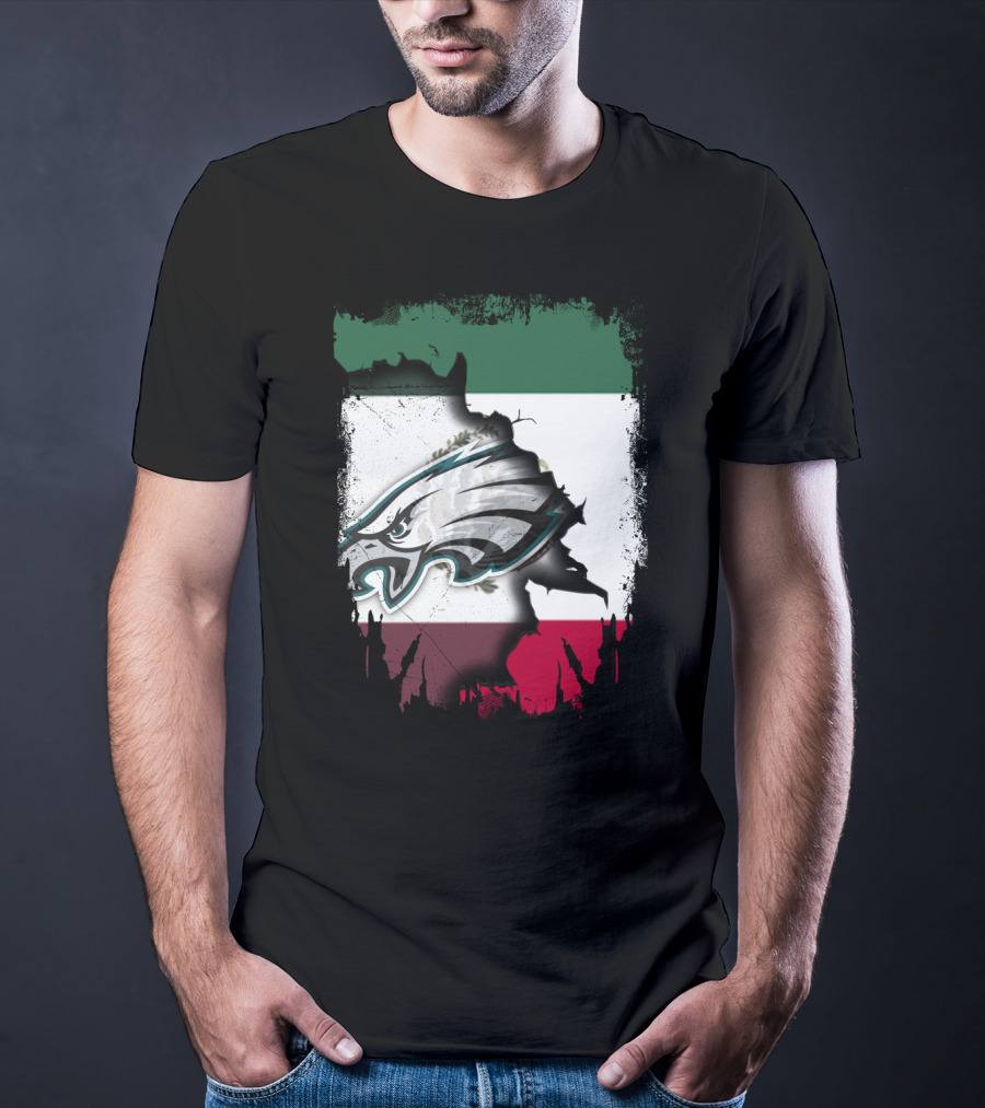 Mexico Flag With Philadelphia Eagles T-Shirt
