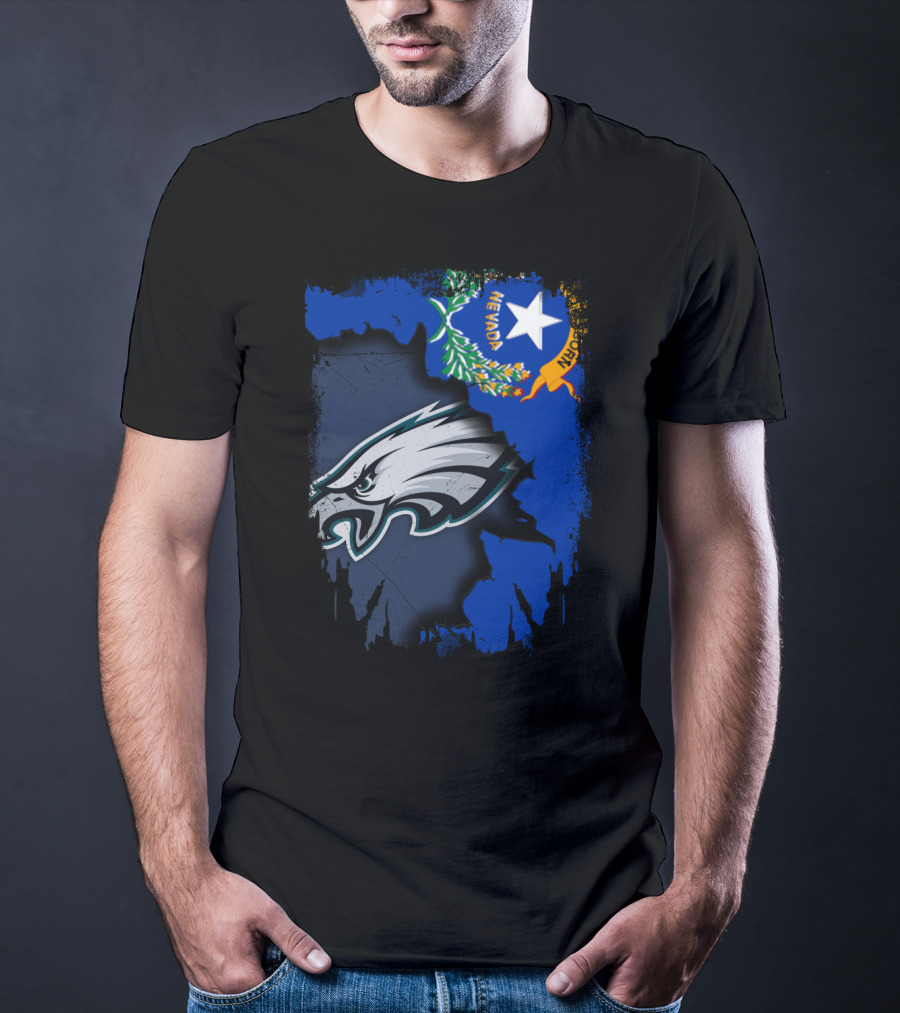 Nevada State Flag With Philadelphia Eagles Logo Together T-Shirt