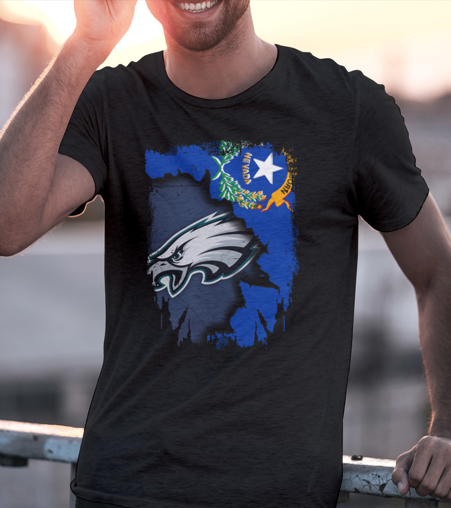 Nevada State Flag With Philadelphia Eagles Logo Together T-Shirt