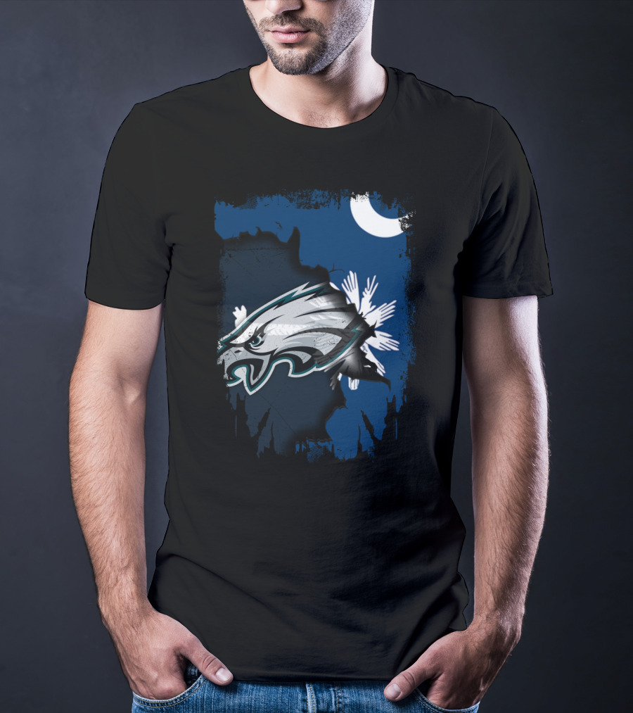 Together South Carolina With Philadelphia Eagles And Palmetto Crescent Moon T-Shirt