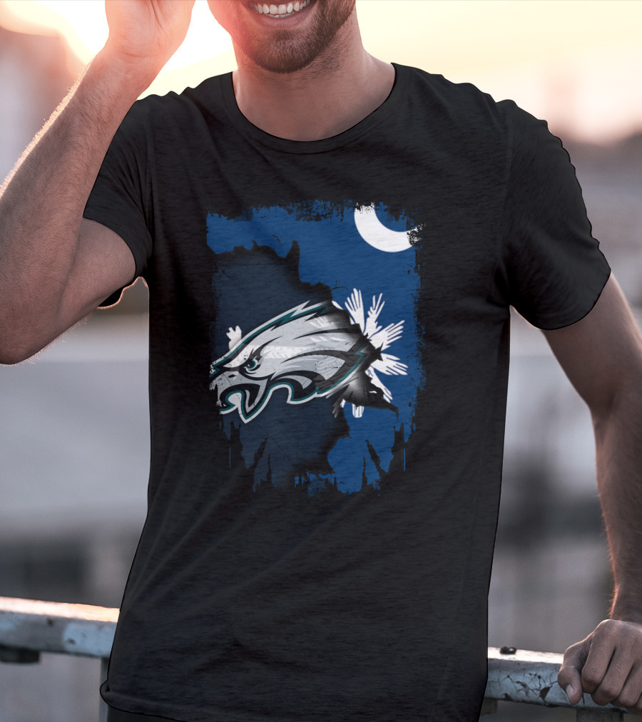 Together South Carolina With Philadelphia Eagles And Palmetto Crescent Moon T-Shirt