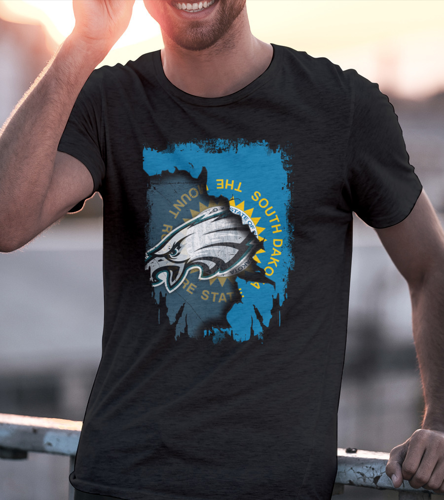 Philadelphia Eagles South Dakota Map State T-Shirt