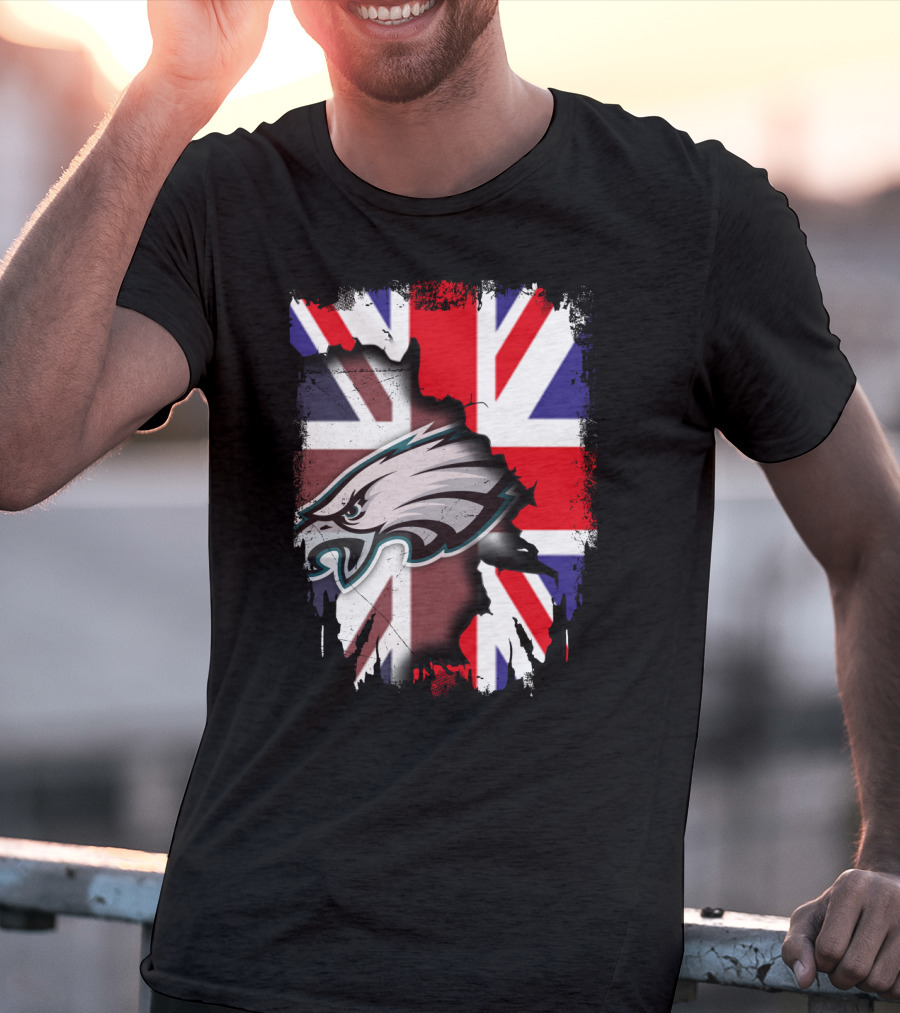 Philadelphia Eagles Overlaid On Union Jack Flag T-Shirt