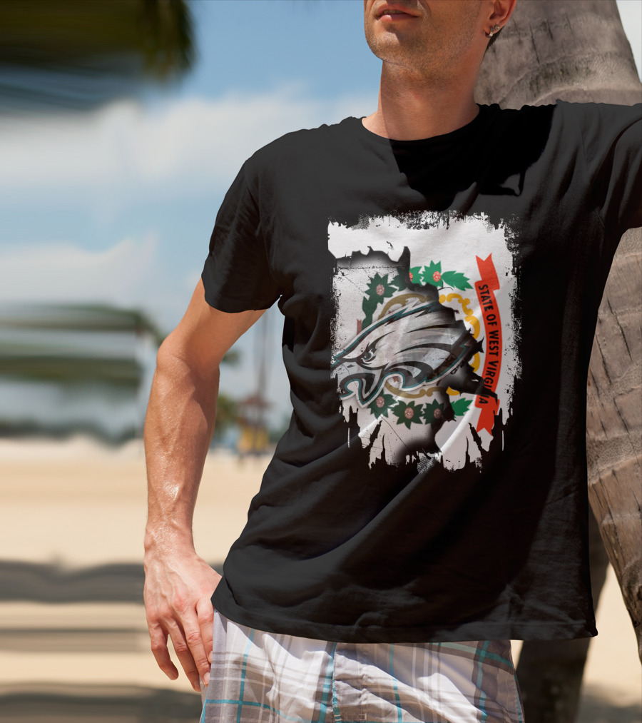 State Of West Virginia With Eagles Emblem T-Shirt